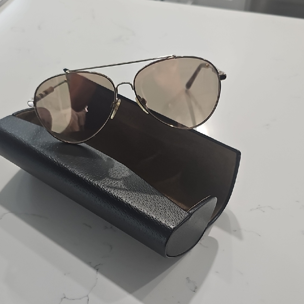 Burberry Gold Aviator Sunglasses with Black Case